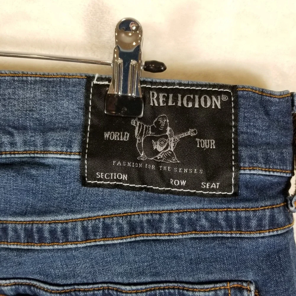 True Religion Rocco Relaxed Skinny Jeans Mens 38 Blue Indigo Horseshoe Pockets